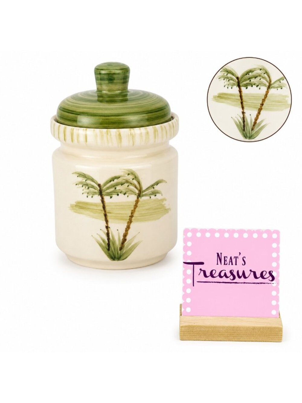 Mulberry Home Collection TROPIC TROPICAL PALM Lidded Rubber Seal 8" Canister